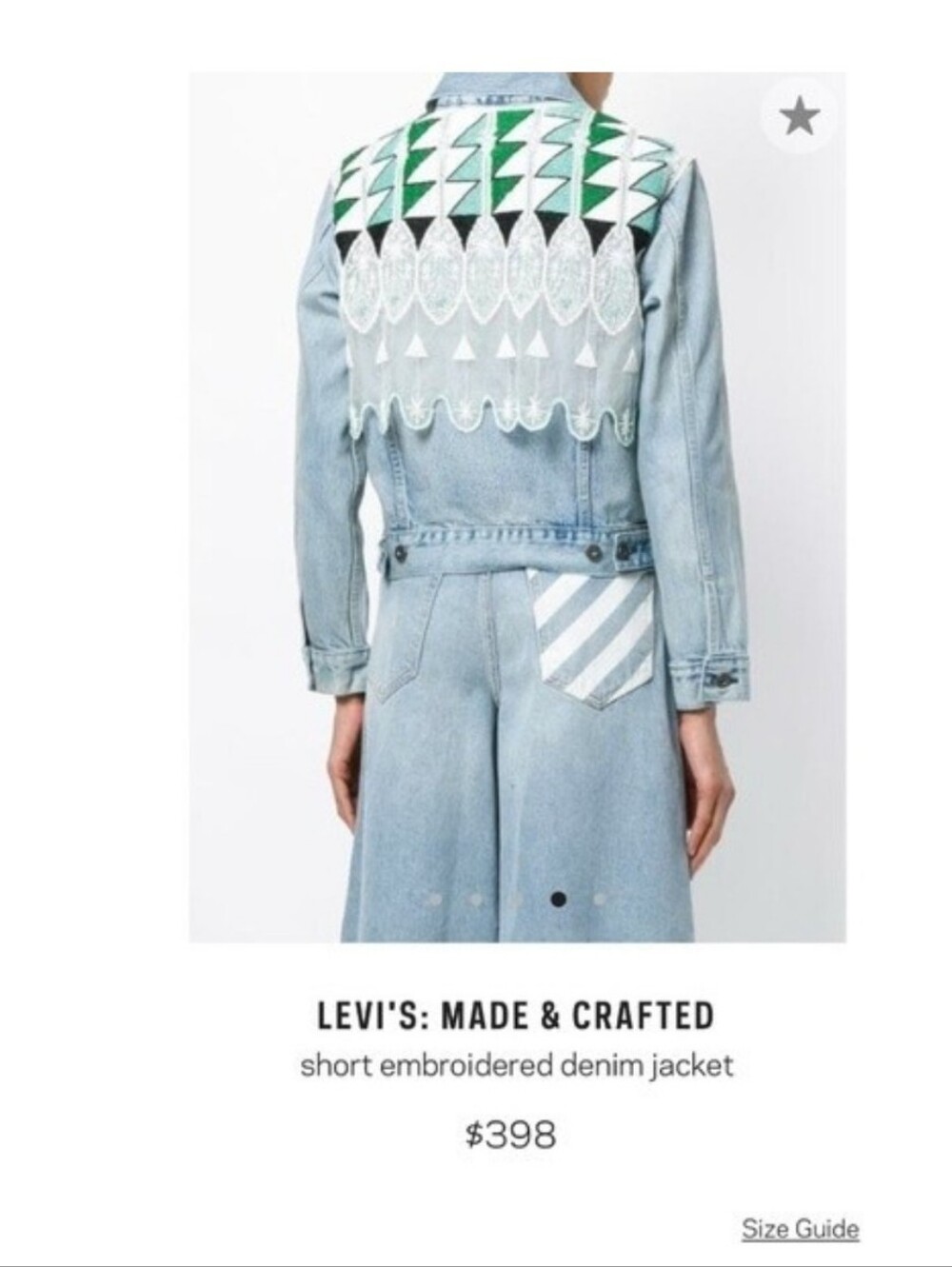 NWOT Levi's Hand Crafted Beaded Denim Jacket